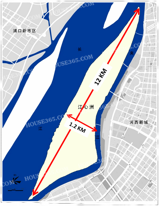 江心洲(中新南京生态科技岛)大致体量