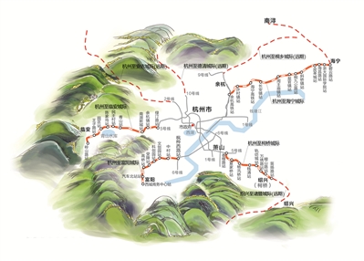 杭州到临安、富阳、海宁、绍兴柯桥城际铁路明