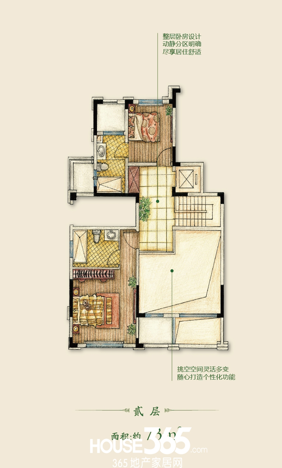 新华御湖上园A户型二层
