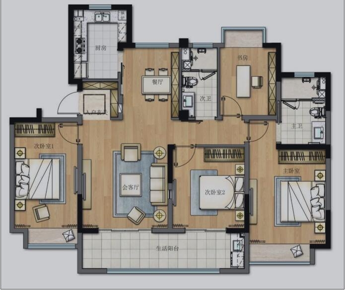 耘林生命公寓洋溪华庭139平低密度多层B户型